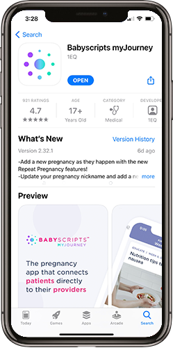 Babyscripts myJourney App Store rating Babyscripts myJourney App Store rating