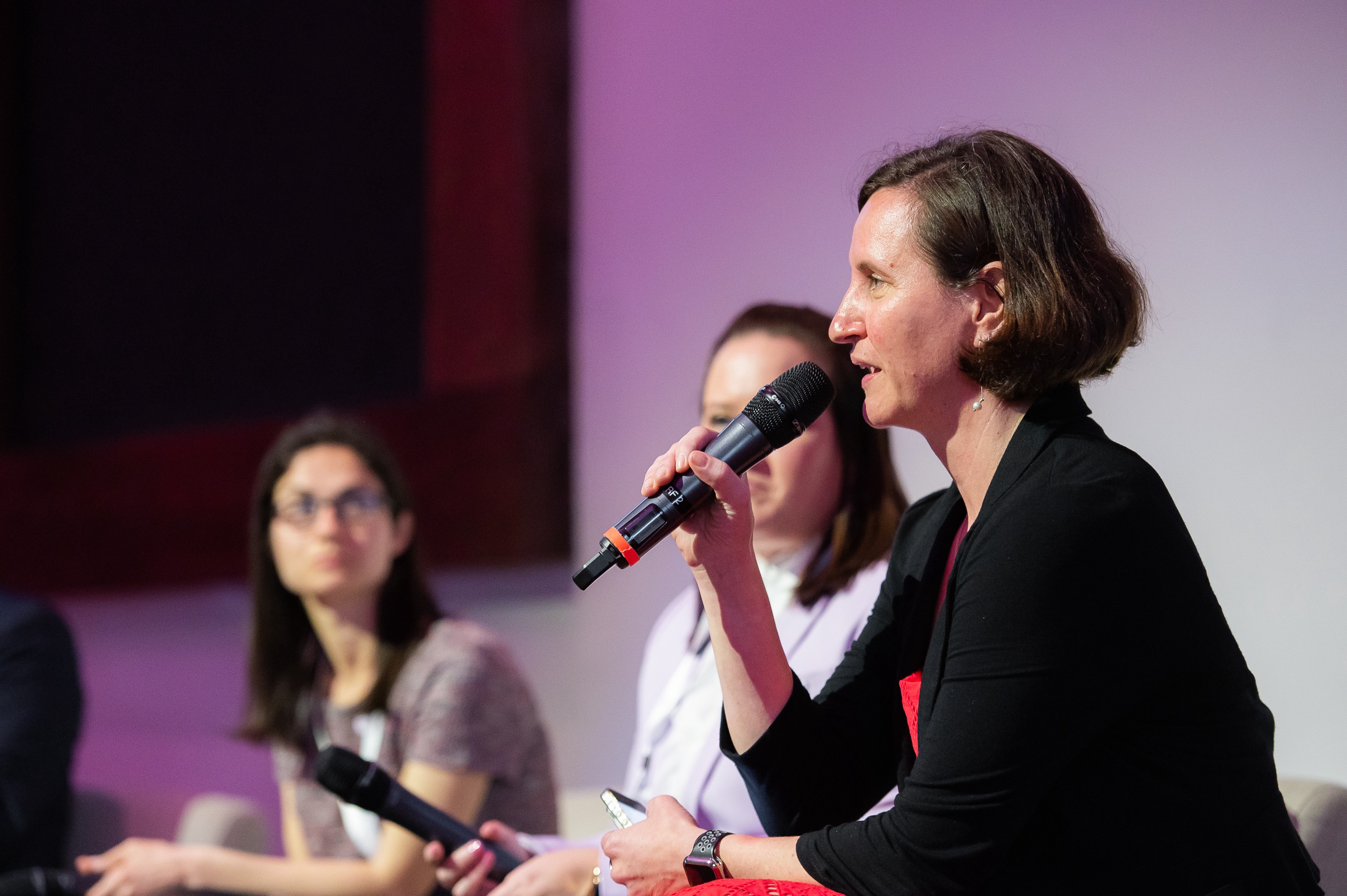 Sylvia Romm, MD of American Well moderating a panel on innovation