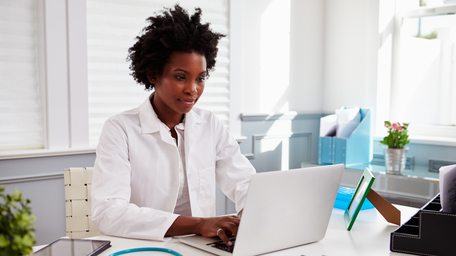 doctor using laptop